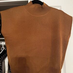 Commense Brown High-Neck Blouse NWOT